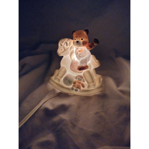 Bear on rocking horse night light for kids room